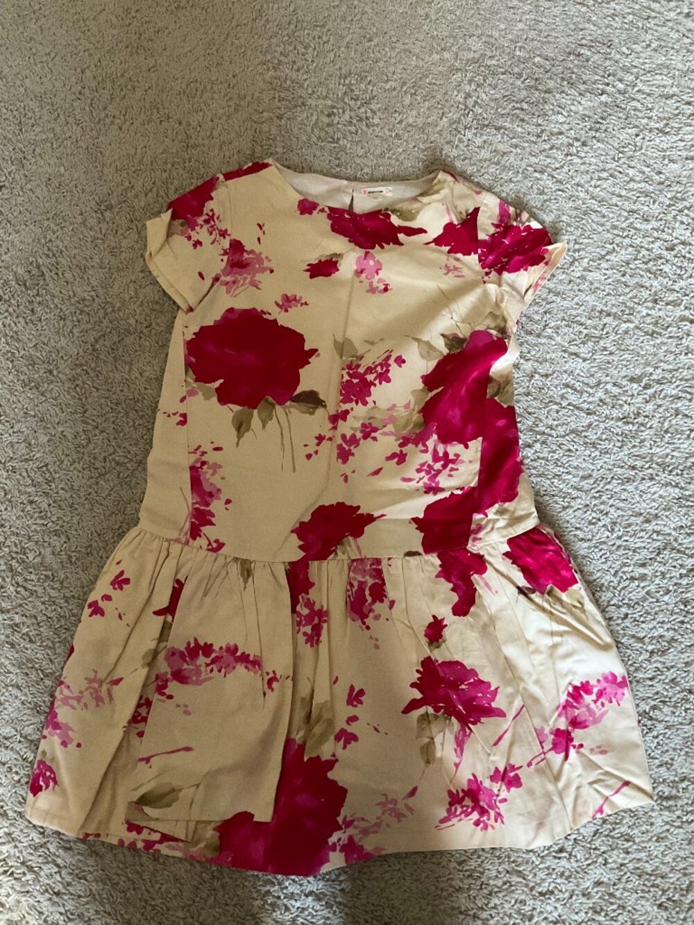 j.crew Crewcuts youth GIRLS' FLORAL DROP-wais lined dress. size: 14. color: ivor